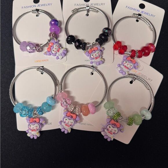 Kuromi Stainless Steel Adjustable - Red & Purple Beaded Charm Bracelet - Picture 4 of 5